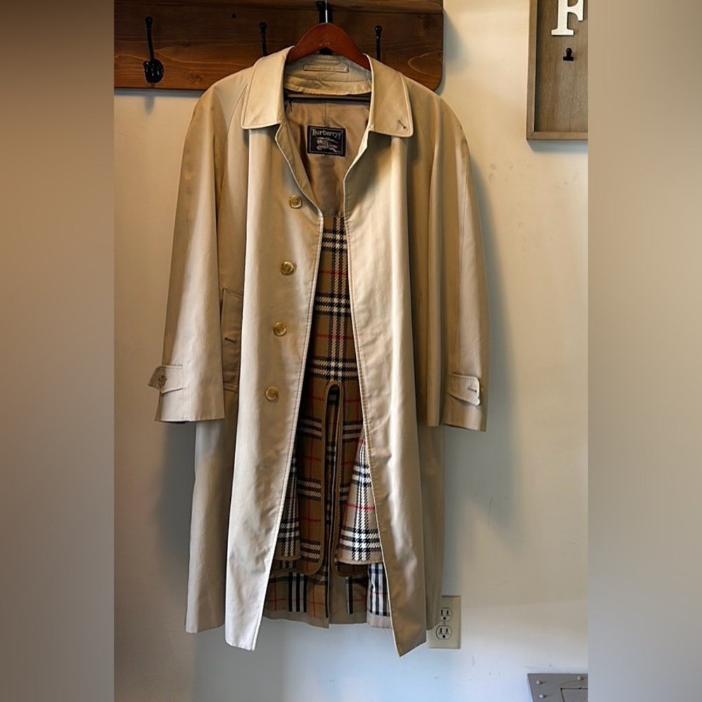 ***✅ SOLD**COPY - Vintage Burberry London Wool Trench Coat Sz 48 Tan Button Up